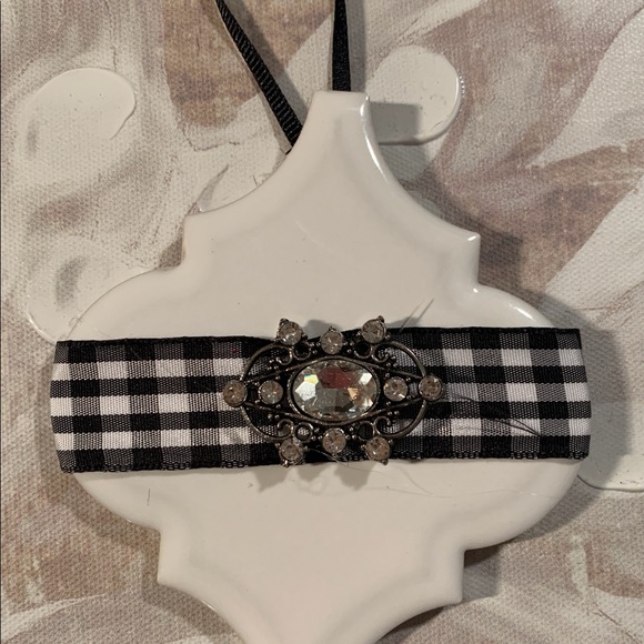 Shabby Chic Christmas Tree Ornaments, NEW, Handmade, Black & White Set of 4 - Picture 2 of 2